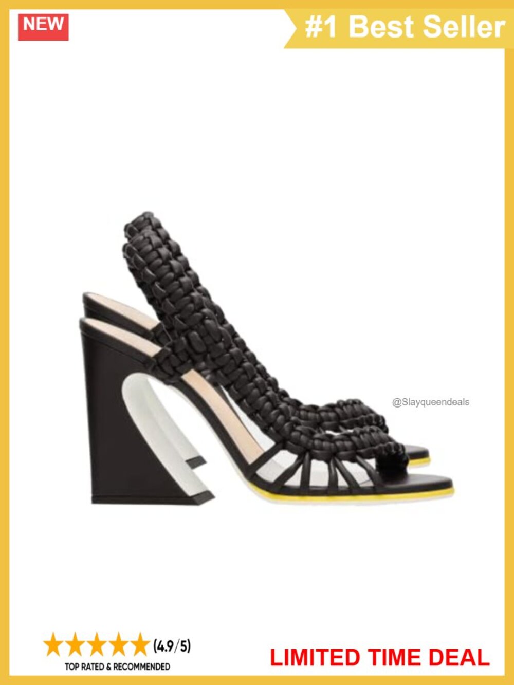 Women's Faux Leather Braided Slingback Sandals Open Toe Chunky Block Heel